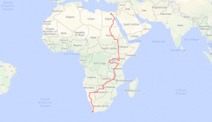 Map of Tour d'Afrique 2017